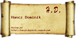 Hancz Dominik névjegykártya
